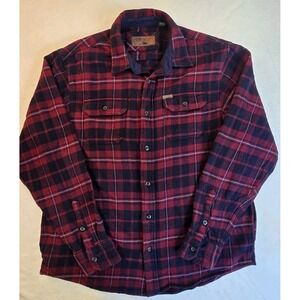 Orvis Shacket Shirt Jacket Mens XL Red Plaid Flannel Button Up Pockets